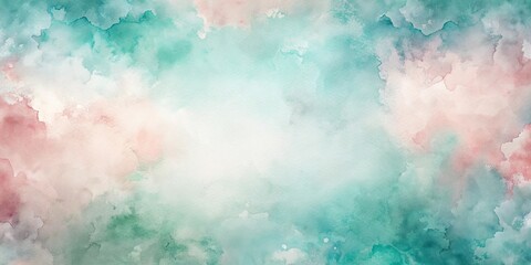 Wall Mural - Abstract Pastel Watercolor Background with Blending Teal and Rose Hues