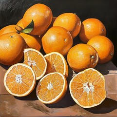 Canvas Print - Sunlit Oranges: A Vibrant Still Life Painting