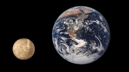 Wall Mural - animation depicting visual comparison of earth and mercury.