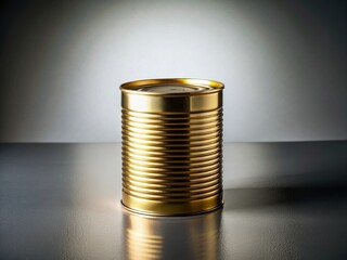 Wall Mural - Minimalist Photography of a Gold Tin Can on a Simple Background, Emphasizing Texture and Light for an Elegant Aesthetic