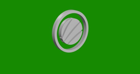 Poster - Isolated realistic white sushi roll symbol front view with shadow. 3d illustration on green chroma key background