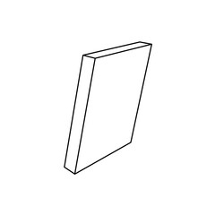 Poster - the outline of a large parallelogram symbol is made with black lines. 3d view of the object in persp