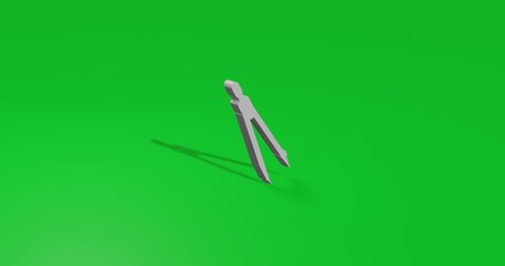 Poster - Isolated realistic white compass divider front view with shadow. 3d illustration on green chroma key background