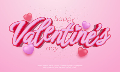 Wall Mural - valentine's day editable text effect 3d font calligraphy style ver.02