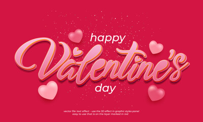 Wall Mural - valentine's day editable text effect 3d font calligraphy style ver.05