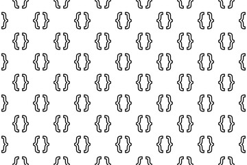 Poster - Seamless pattern completely filled with outlines of curly brackets symbols. Elements are evenly spaced. Illustration on transparent background