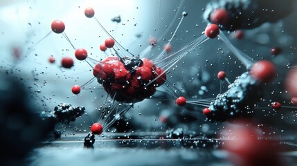 Aufkleber - Dynamic molecular interaction abstract digital space 3d visualization high-tech environment close-up view science conceptualization
