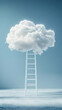 © HQAsset - Abstract Cloud Ladder, Reaching for Dreams, Aspirations, and Success in a Serene Setting