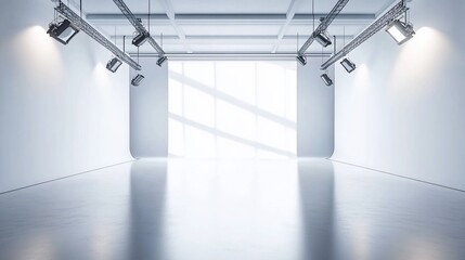 Poster - A minimalist art gallery space with bright lighting and smooth floors.