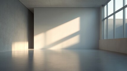Aufkleber - A minimalist interior space with natural light and concrete walls.