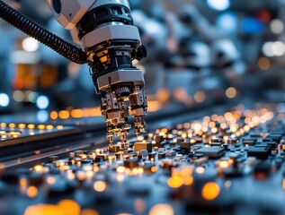 Aufkleber - Industrial robotic arm working on a circuit board