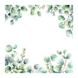 © vectorartificer - Watercolor Eucalyptus Leaves Frame Green Botanical Border for Invitations Cards and Design