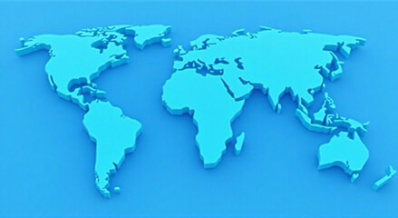 Wall Mural - world map on blue