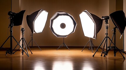 Poster - Photography studio setup with softbox lights for professional shoots.