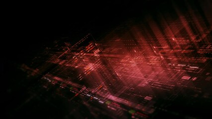 Fototapete - Futuristic network simulation blending AI, quantum physics, and deep learning, with a particle matrix analyzing data in a sleek, HUD-style interface