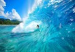 © SnapScape - Surfer skillfully balances on board under bright sun