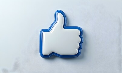 Poster - Minimalist Thumbs Up Icon, a clean design featuring a blue thumbs-up symbol set against a simple background, conveying positivity and approval.