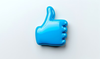 Poster - Minimalist Blue Thumbs-Up Icon, a sleek design featuring a simplified thumbs-up symbol in vibrant blue against a clean background, embodying positivity and approval.