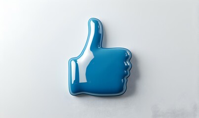 Poster - Minimalist Blue Thumbs-Up Icon, a sleek design featuring a simple thumbs-up symbol in a vibrant blue hue against a clean background.