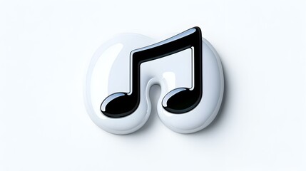 Poster - Minimalist Apple Music note icon, sleek black and white design, modern aesthetic, perfect for music-related branding and digital interfaces