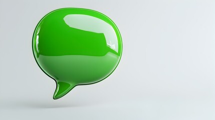 Poster - Speech bubble icon, simple design, vibrant green color, ideal for digital communication, conveys dialogue and interaction visually.