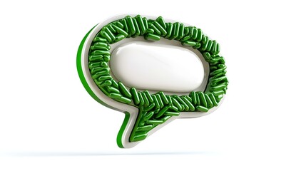 Poster - Green speech bubble icon, simple design, clear communication symbol, vibrant color, engaging visual, ideal for messaging or dialogue representation