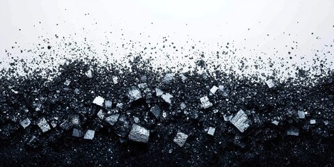 Poster - Abstract representation of dark textured cubes against a light background illustrating contrast and depth