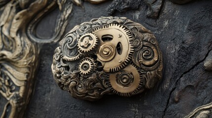 Poster - A brain with gears and cogs inside, symbolizing cognitive processes and problem-solving