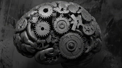 Poster - A brain with gears and cogs inside, symbolizing cognitive processes and problem-solving
