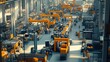 © wicha - A bustling factory floor in the electronics industry, filled with high-tech equipment and workers assembling circuit boards and devices