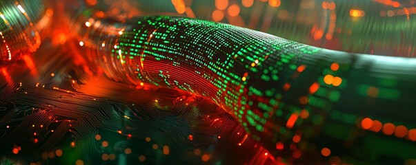 Poster - Fiber optic cables interwoven with circuits, symbolizing innovation in communication technology