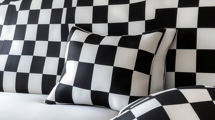 Poster - A classic, timeless checkerboard fabric pattern in black and white.