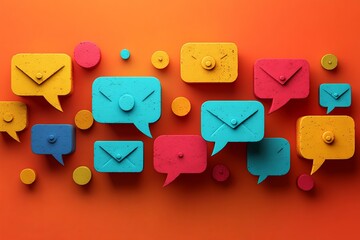Colorful Email Message Bubbles: Digital Communication and Networking