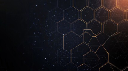 Poster - A dark digital background with glowing data streams, subtle hexagonal patterns, and light effects.