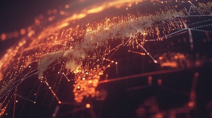 Poster - A digital background with a high-tech, digital world map, featuring glowing lines and points that connect across the continents.
