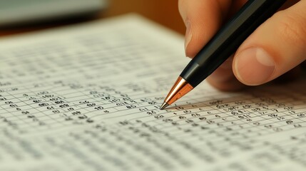 Poster - a financial analyst working on spreadsheets filled with numbers and calculations.