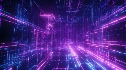 Poster - a futuristic digital background featuring a network of glowing lines and nodes