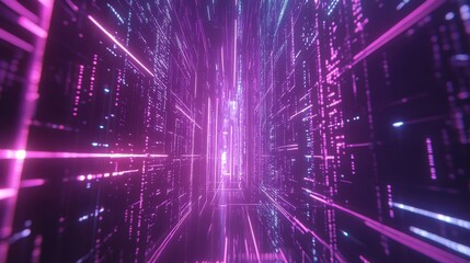 Poster - a futuristic digital background featuring a network of glowing lines and nodes