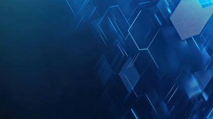Poster - A geometric digital background with hexagonal patterns and subtle glowing accents in shades of blue.