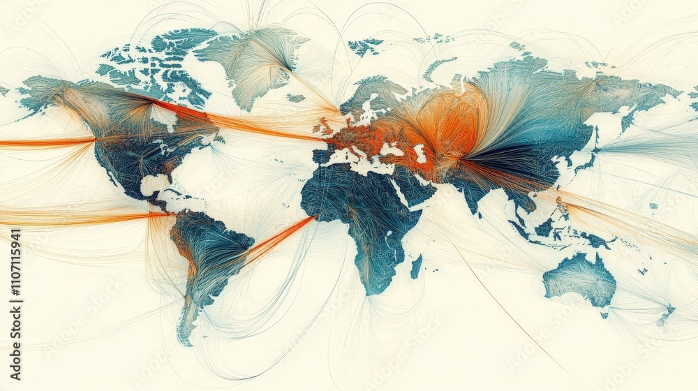 A global map showing the interconnected routes used in freight ...