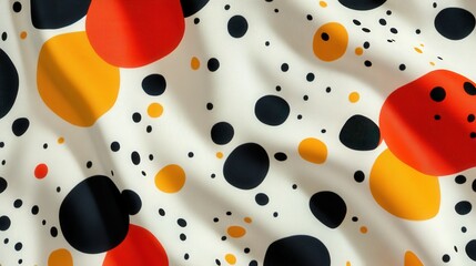 Poster - A modern polka dot fabric pattern with irregularly placed dots in varying sizes, creating a dynamic and playful look.