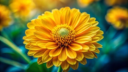 Wall Mural - Stunning Macro Photography of a Vibrant Yellow Flower Against a Softly Blurred Natural Background, Perfect for Nature Enthusiasts and Floral Art Lovers