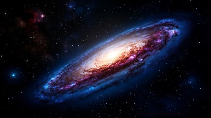 Wall Mural - Stunning Spiral Galaxy with Bright Core and Twinkling Stars in Deep Space