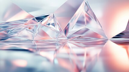 Aufkleber - a sleek digital background with mirrored geometric patterns and light reflections.
