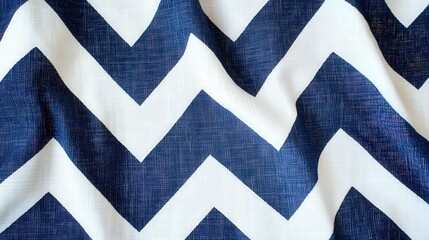 Poster - A striking chevron fabric pattern in contrasting colors like navy blue and white, with sharp, zigzag lines.