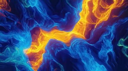 Poster - a vibrant digital background with energetic, pulsing light effects and flowing wave patterns.