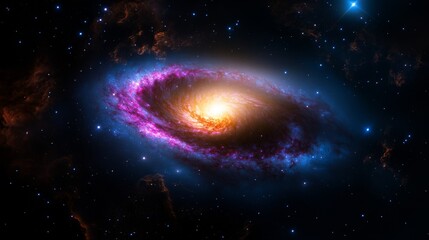 Wall Mural - Stunning Spiral Galaxy with Vibrant Colors and Cosmic Energy in Deep Space