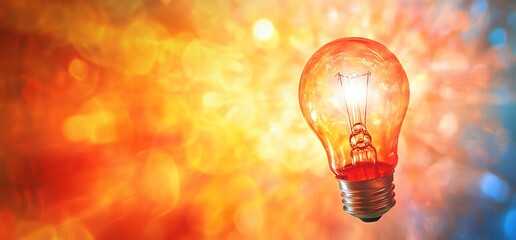 Poster - A glowing light bulb against a vibrant, colorful background.