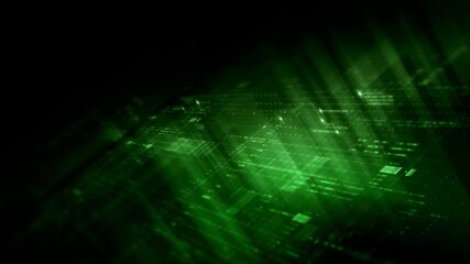 Aufkleber - Futuristic network simulation blending AI, quantum physics, and deep learning, with a particle matrix analyzing data in a sleek, HUD-style interface
