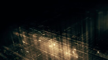 Fototapete - Futuristic network simulation blending AI, quantum physics, and deep learning, with a particle matrix analyzing data in a sleek, HUD-style interface